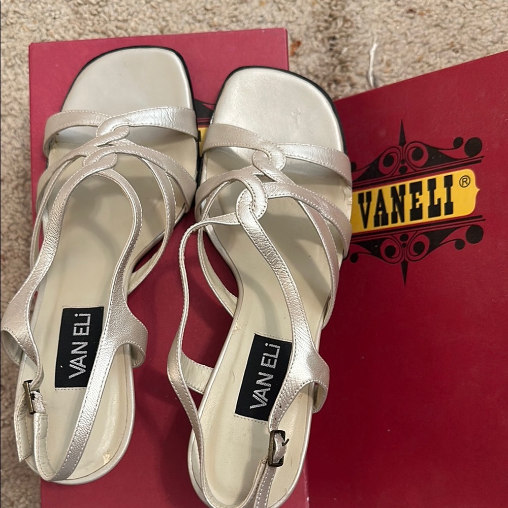 Vaneli Cream Sandals with Elegant Design